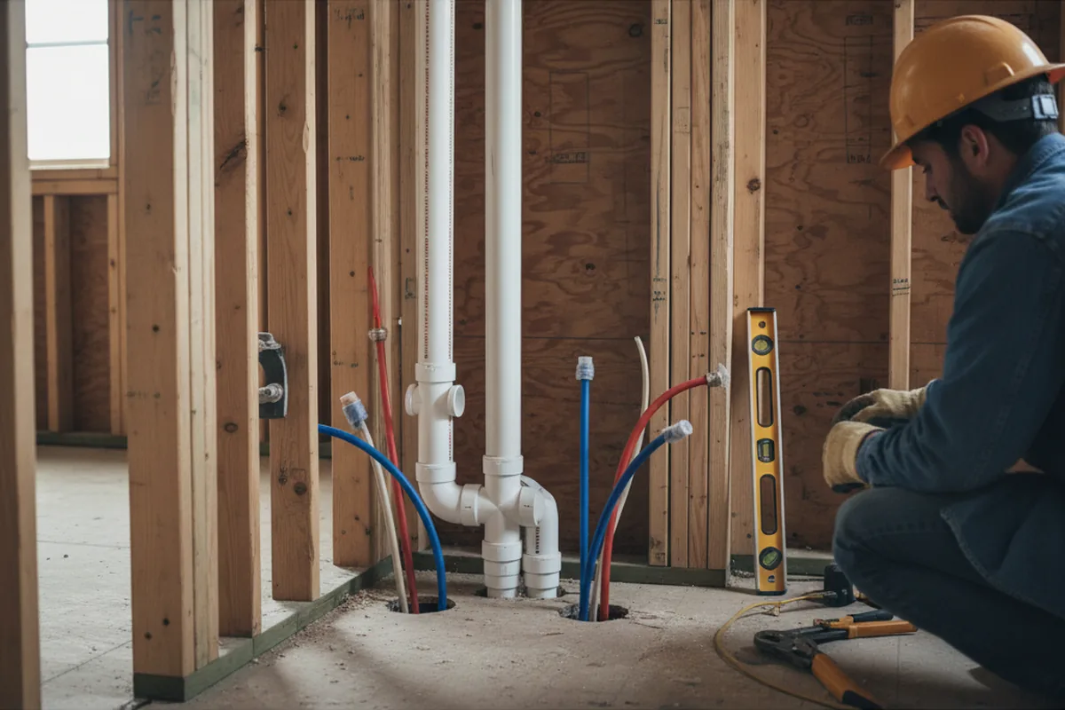 Drain and supply rough-in during Leak Detection in Fuquay Varina